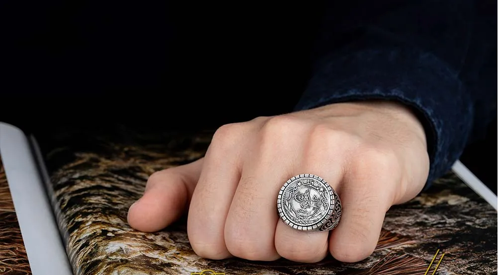 Stoneless Design Ottoman Tughra Silver Ring