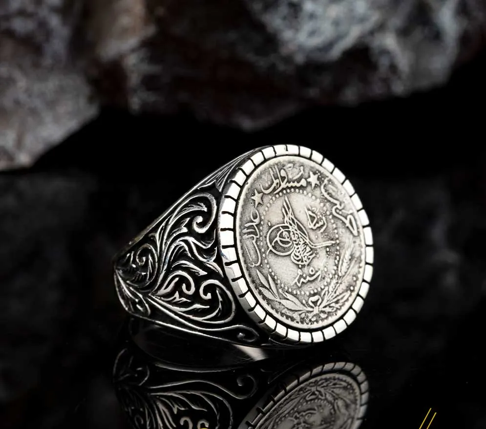 Stoneless Design Ottoman Tughra Silver Ring
