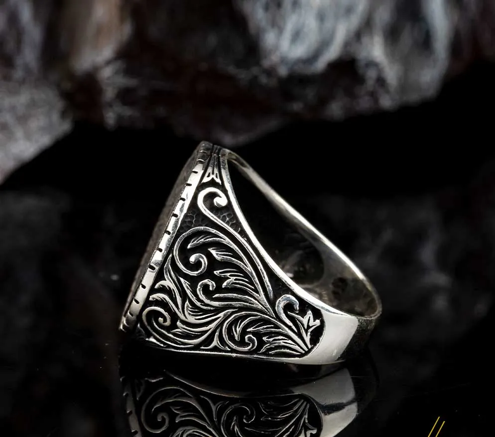 Stoneless Design Ottoman Tughra Silver Ring