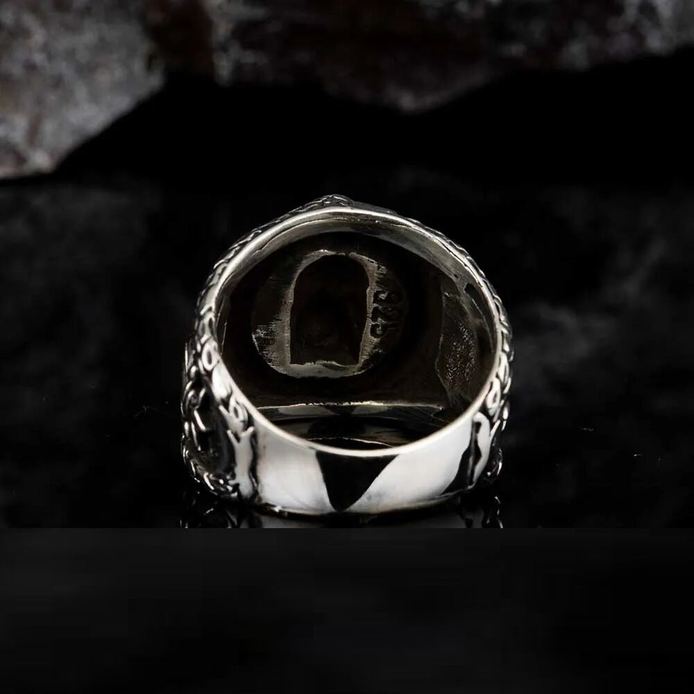 Stoneless Skull Oxidized Silver Ring