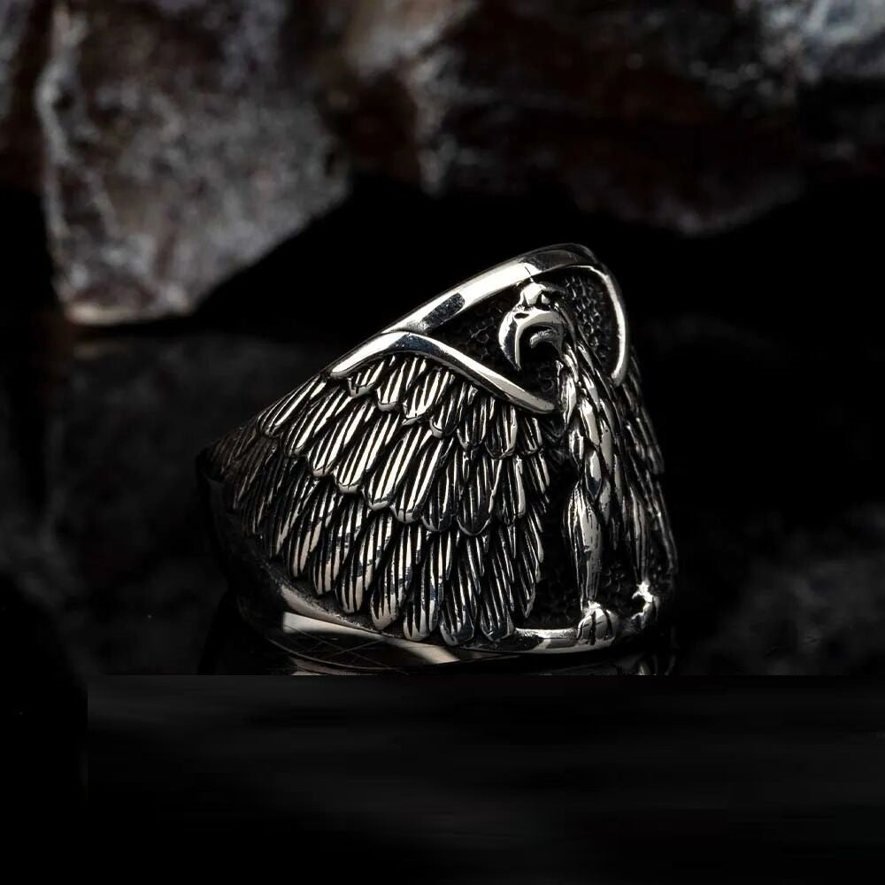 Eagle Figure Band Silver Ring