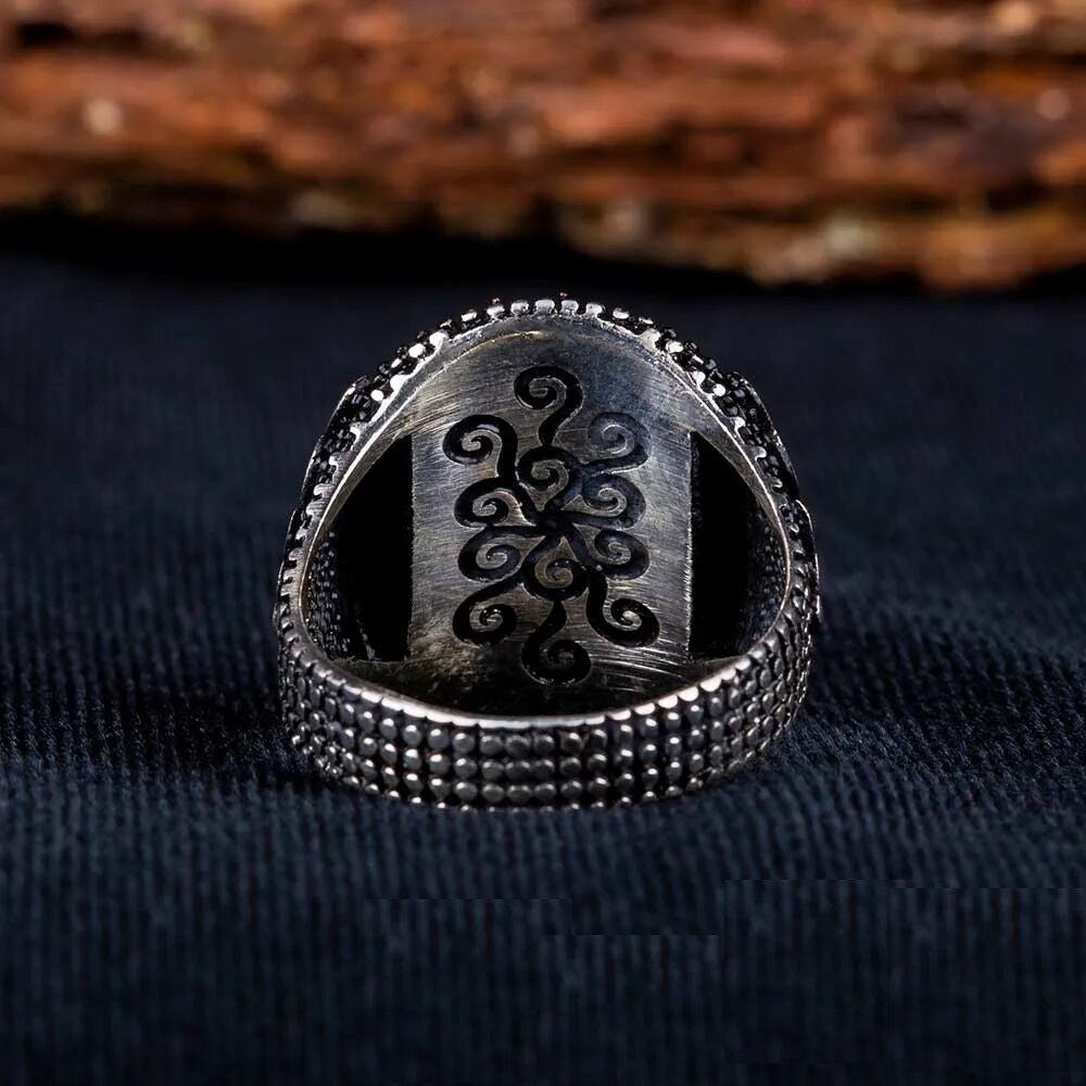 Stoneless Double Headed Eagle Oval Silver Ring