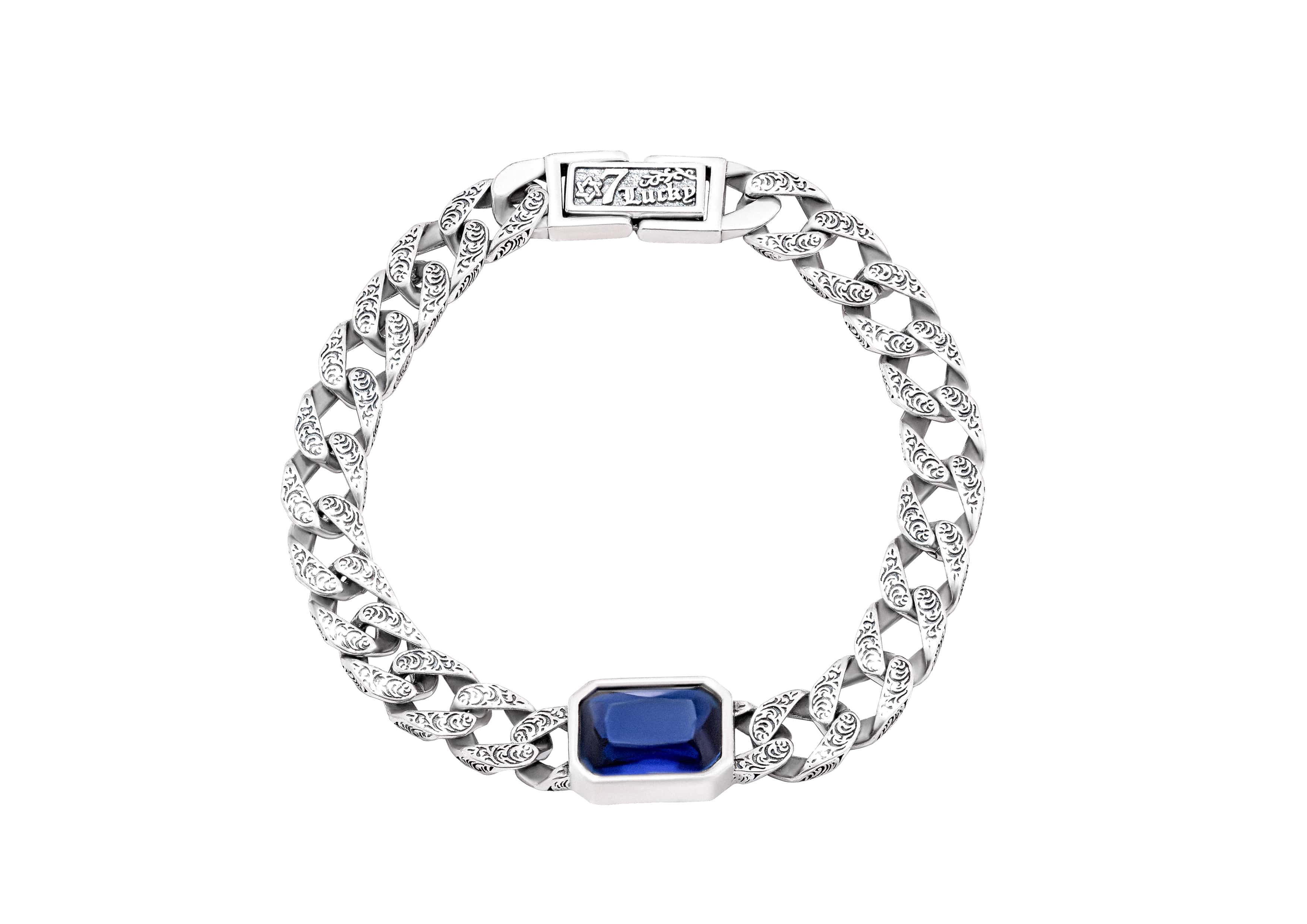 Blue Stone Cuban Men Bracelet