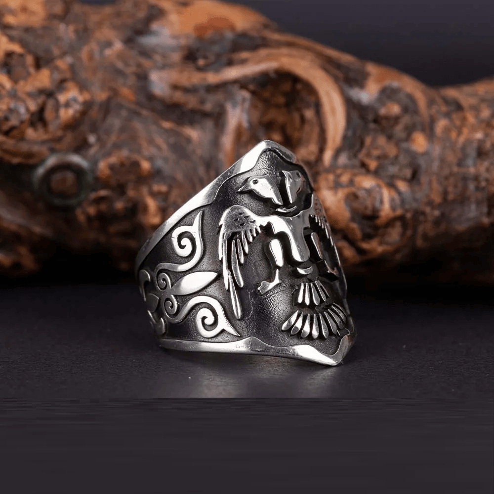 Double Headed Eagle Adjustable Silver Thumb Ring