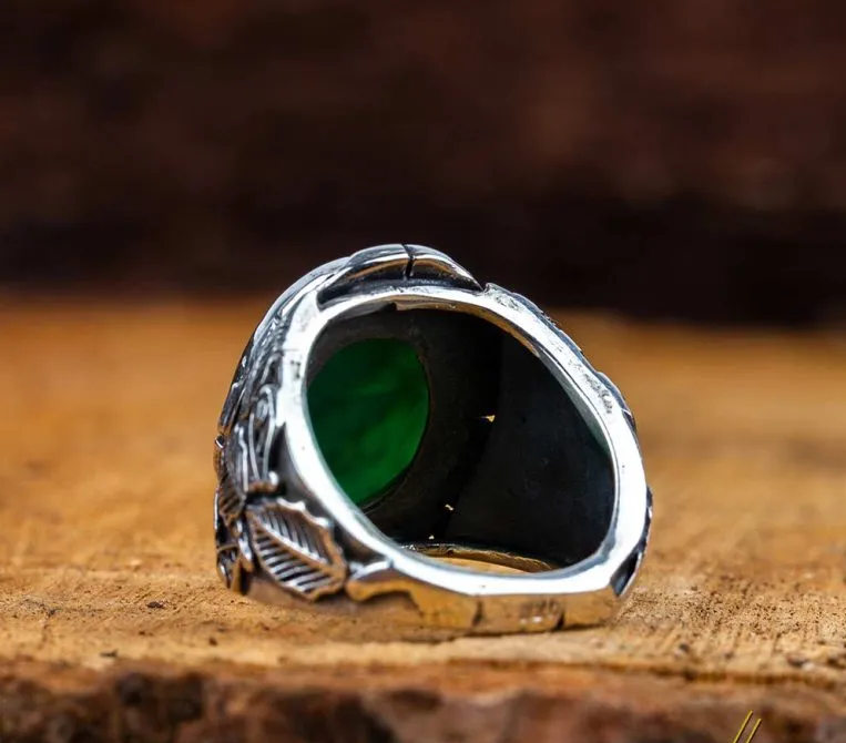 Hasbunallahu Wa Ni’mal Wakeel Green Aqeeq Ring