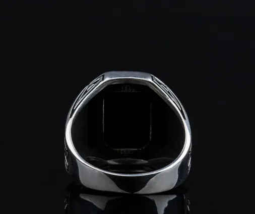 Octagon Cut Black Onyx Silver Ring