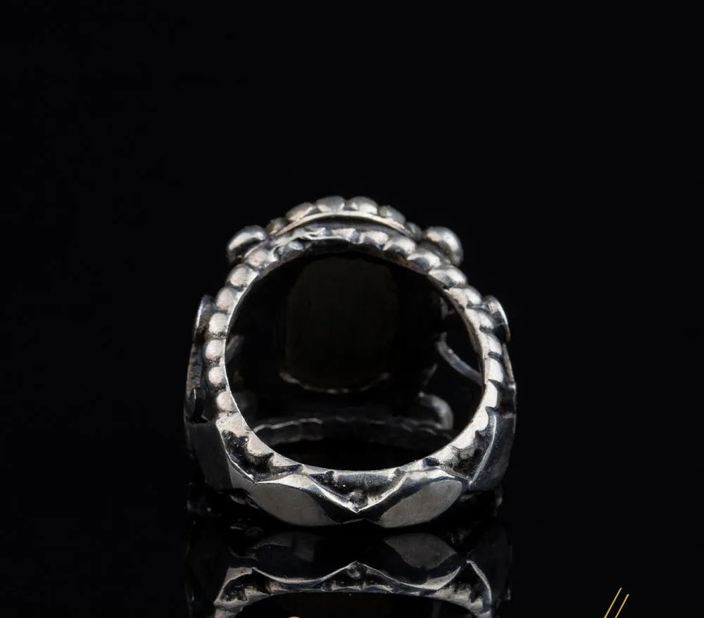 Qaf ق Ivory Handmade Silver Ring