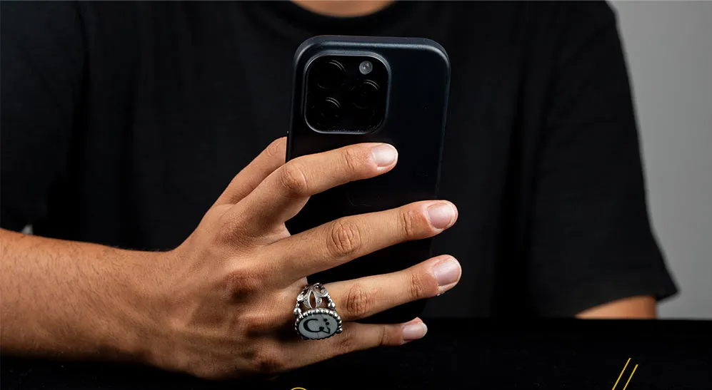 Qaf ق Ivory Handmade Silver Ring