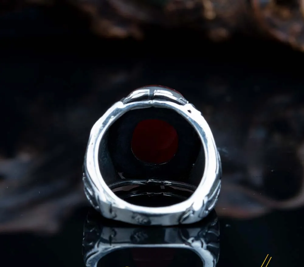 Mohammad Rasool Allah Oval Red Yemeni Aqeeq Ring