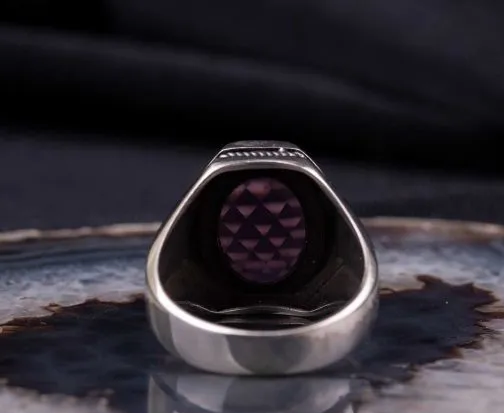 Octagon Amethyst Zircon Silver Ring
