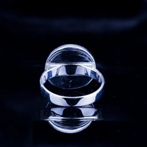 Red Aqeeq Silver Plain Band Women Ring