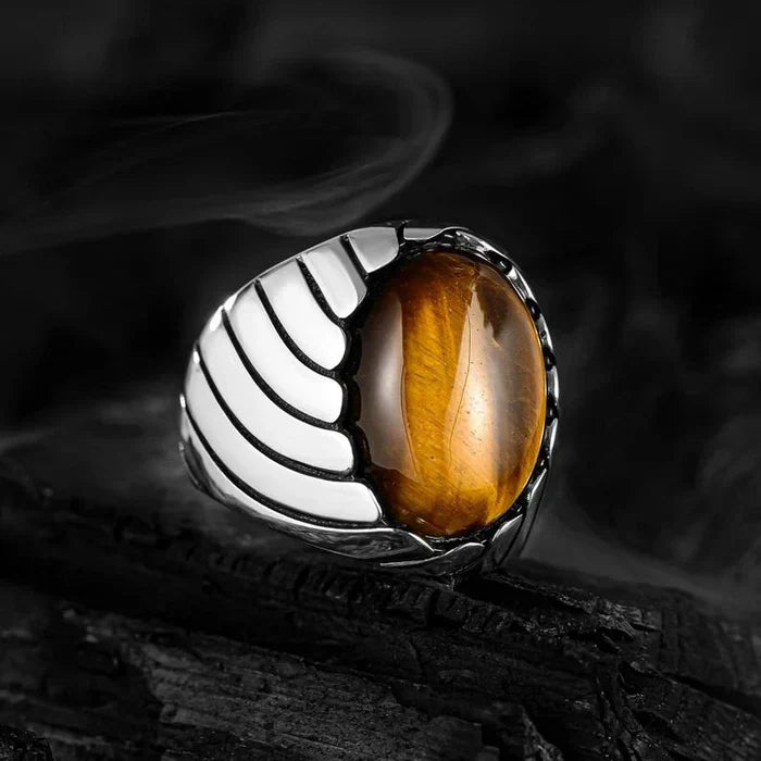 CAT EYE WAVES MEN'S RING - 925 SILVER
