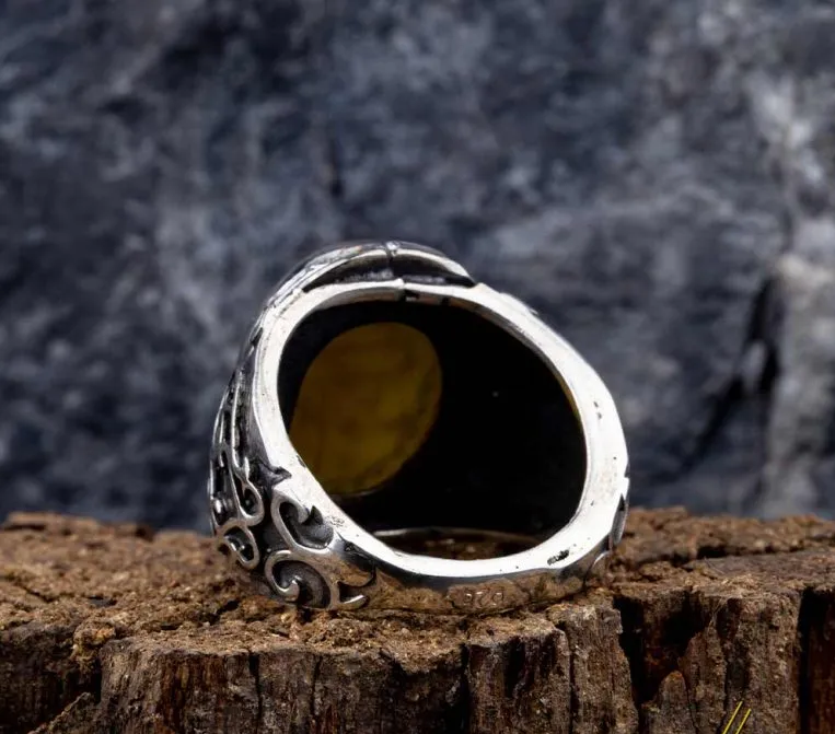 Yellow Aqeeq Hasbunallahu Wa Ni’mal Wakeel Ring