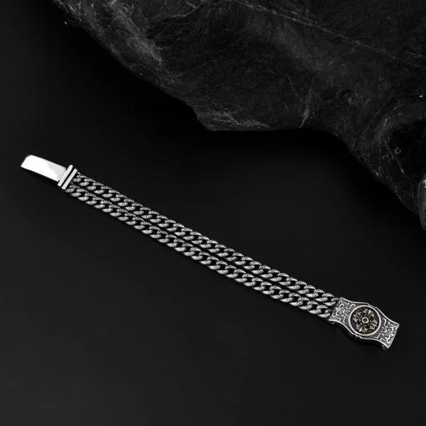 Sterling Silver Crucifix Twin Chain Bracelet