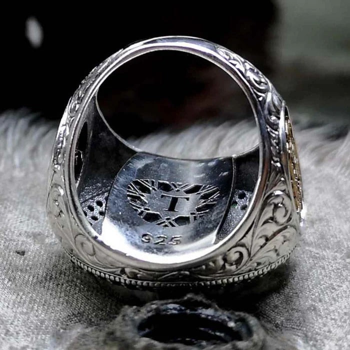 Customizable Seal of Solomon 925 Sterling Silver Mens Ring