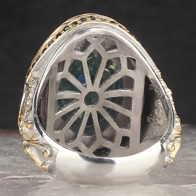 Customizable Two Letter Multi Stones 925 Sterling Silver Mens Ring