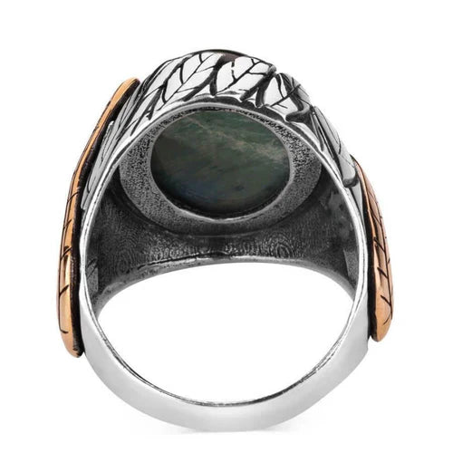 Handmade 925 Sterling Silver Natural Blue Tigers Eye Stone Mens Ring