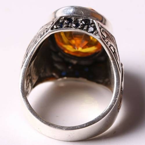Handmade 925 Sterling Silver with Citrine Stone Mens Ring