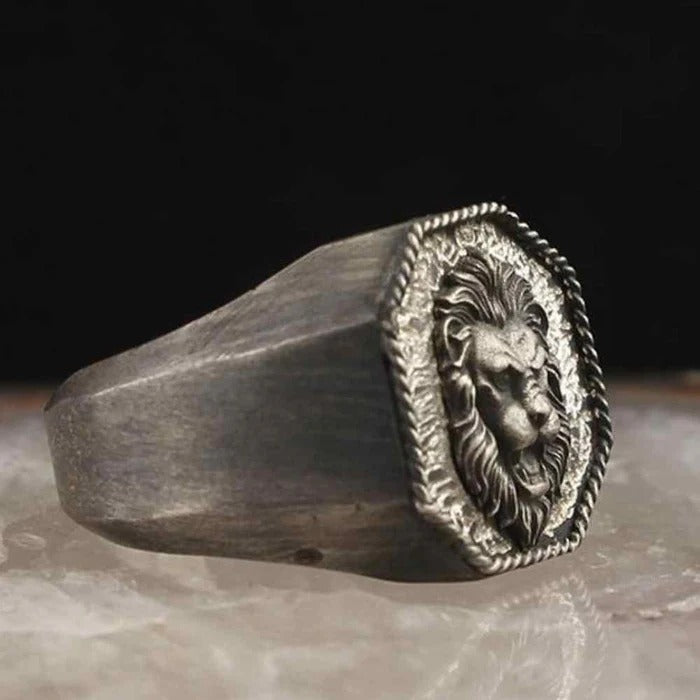 Luxury Lion Head Elegant 925 Sterling Silver No Stone Mens Ring
