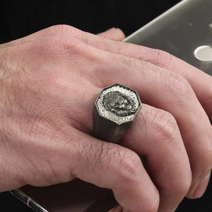 Luxury Lion Head Elegant 925 Sterling Silver No Stone Mens Ring