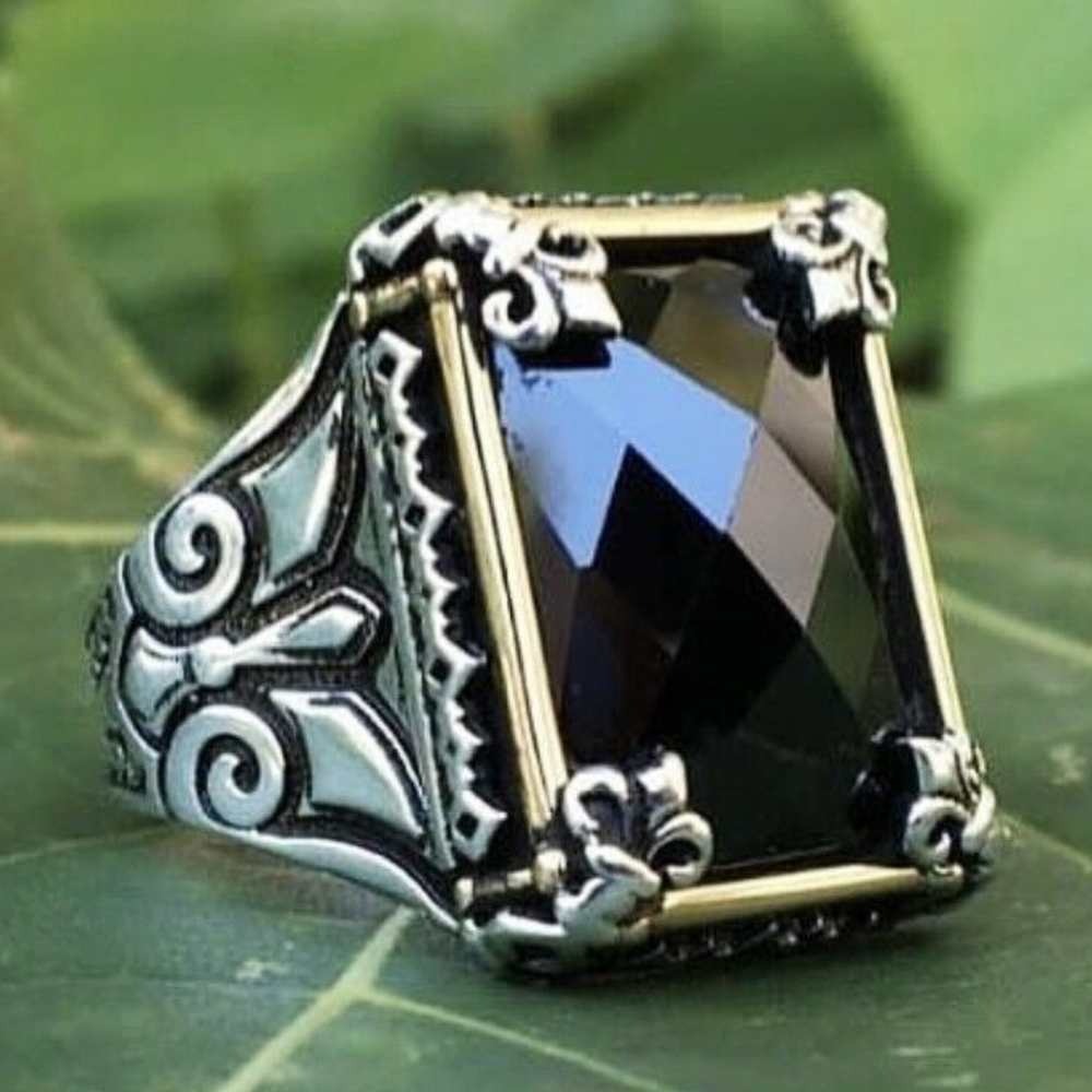 Design Facet Onyx 925 Sterling Silver Mens Ring