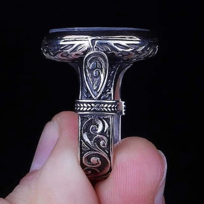 Seal of Solomon Islamic 925 Sterling Silver No Stone Mens Ring