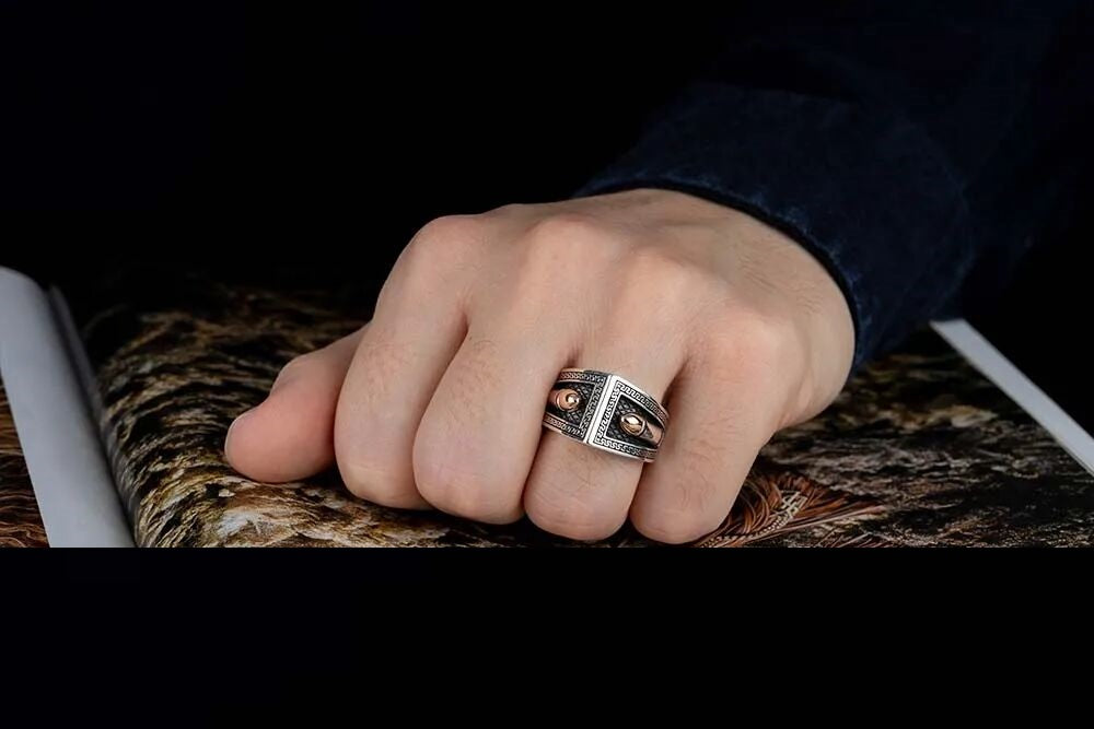 Sterling Silver Ring with Double Bullet Figure
