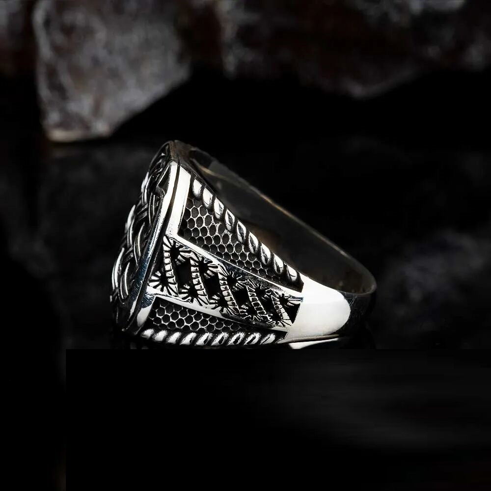 Stoneless Knit Ornament Silver Ring