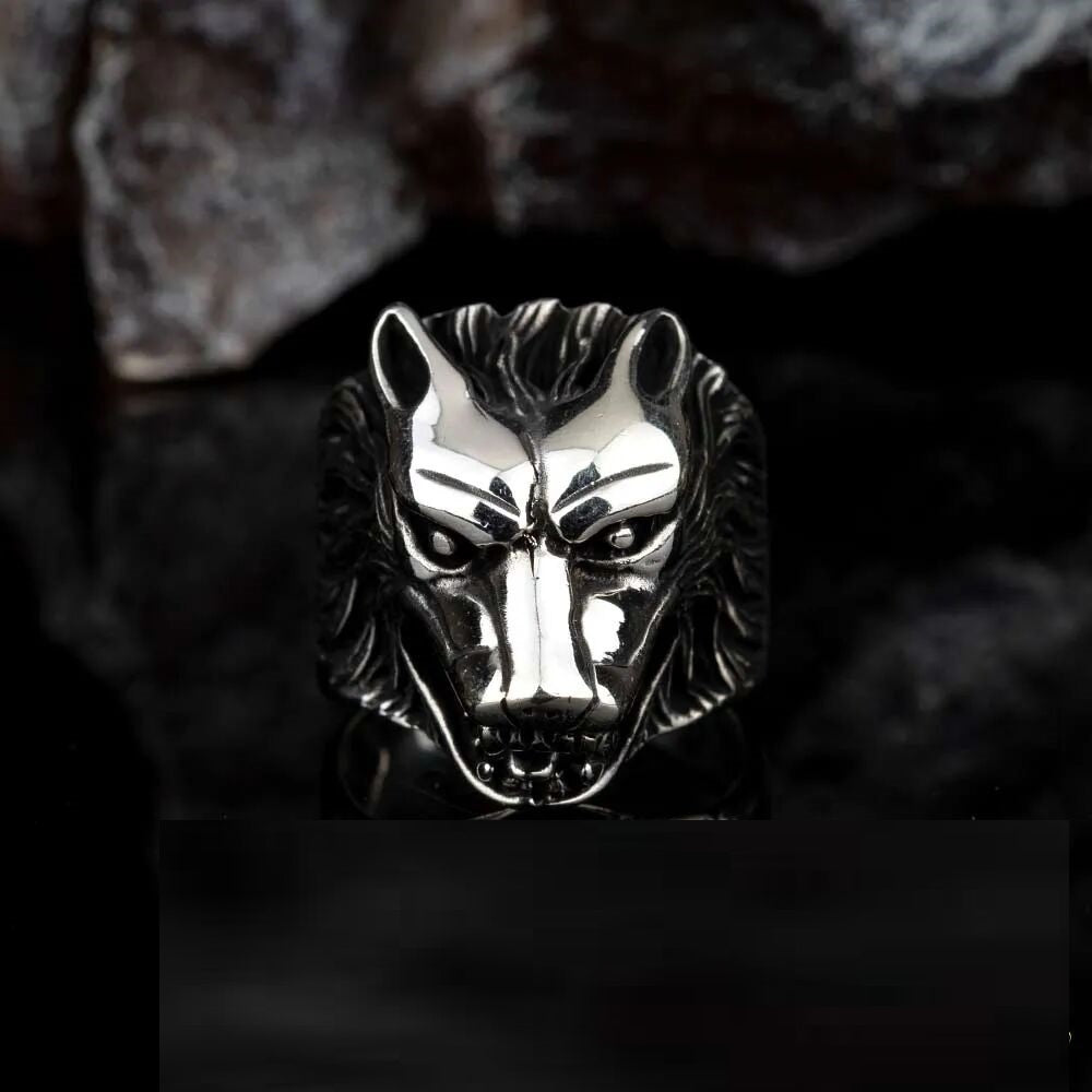 Roaring Lion Head Silver Men Ring