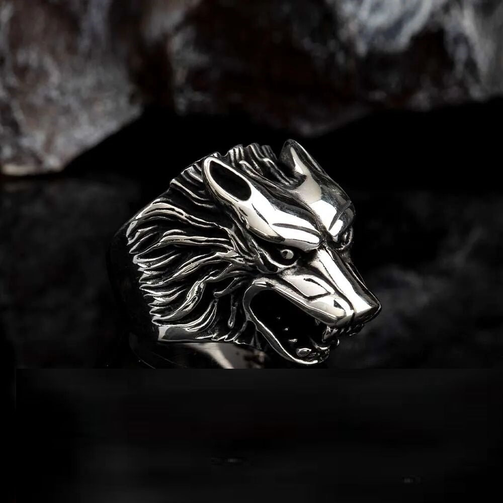 Roaring Lion Head Silver Men Ring