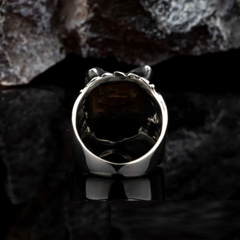 Roaring Lion Head Silver Men Ring