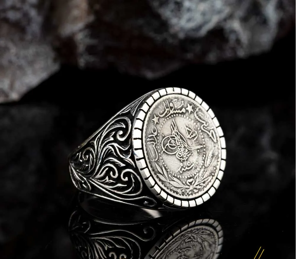 Stoneless Design Ottoman Tughra Silver Ring