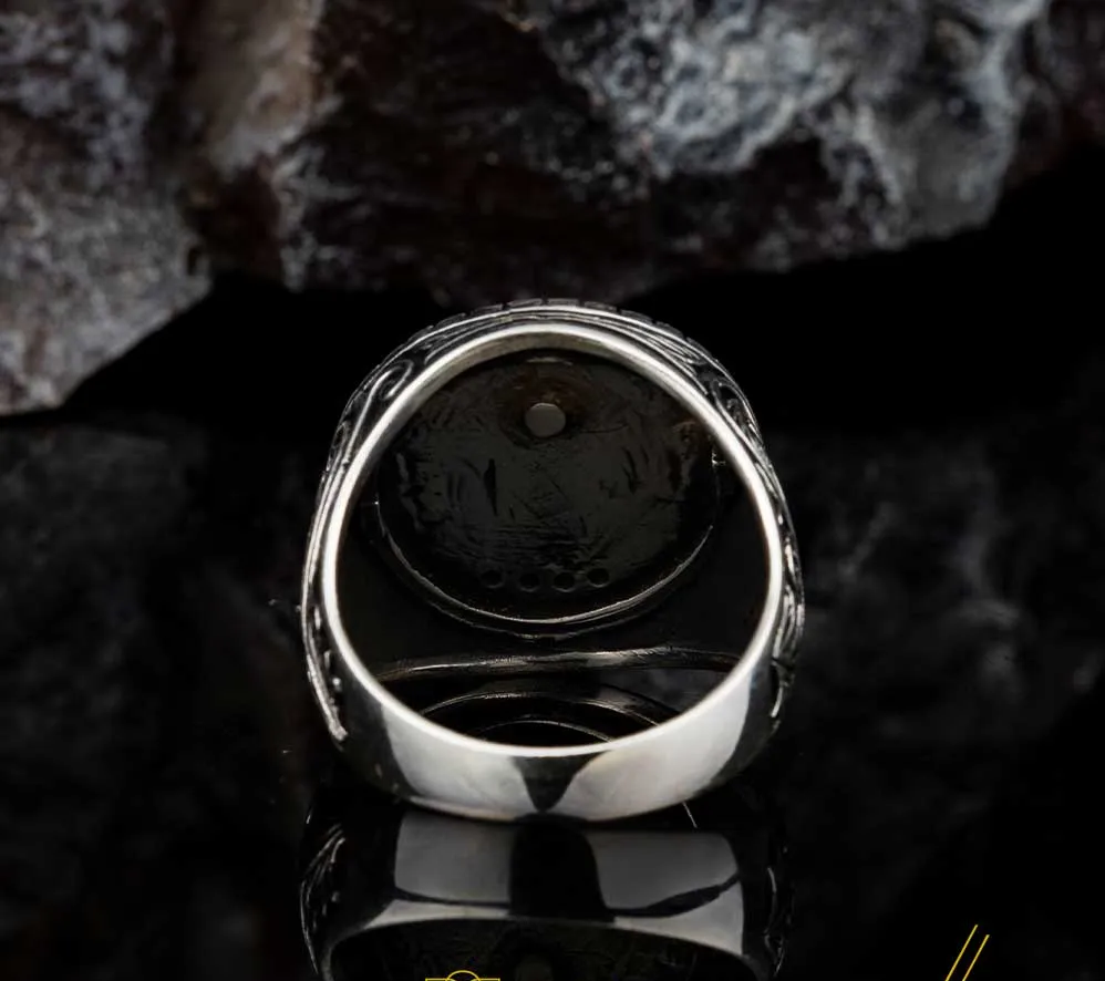 Stoneless Design Ottoman Tughra Silver Ring