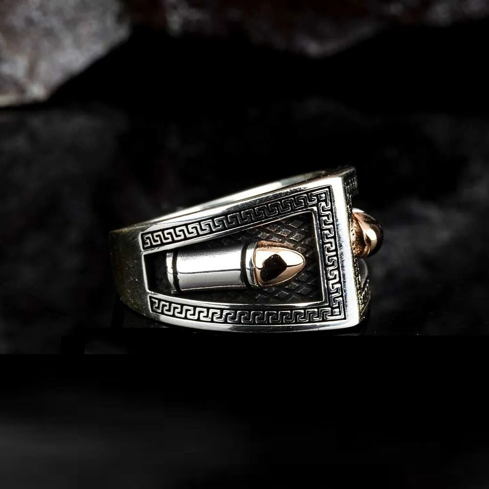 Sterling Silver Ring with Double Bullet Figure