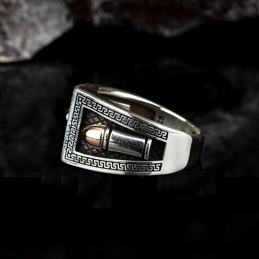 Sterling Silver Ring with Double Bullet Figure