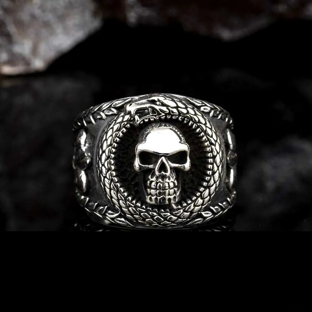 Stoneless Skull Oxidized Silver Ring