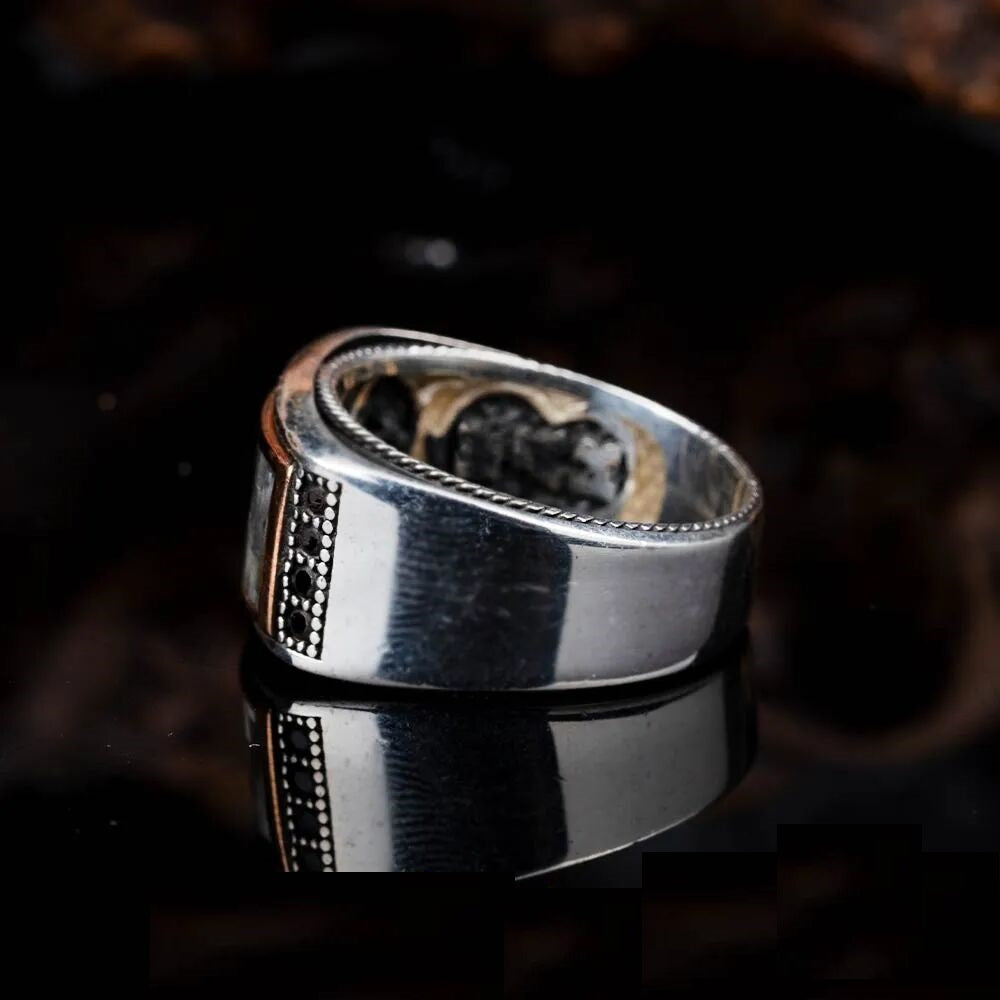Elegant Cut Gray Carbon Silver Ring