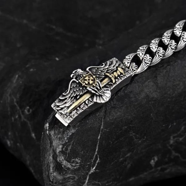 Sterling Silver Personalized Eagle Bracelet