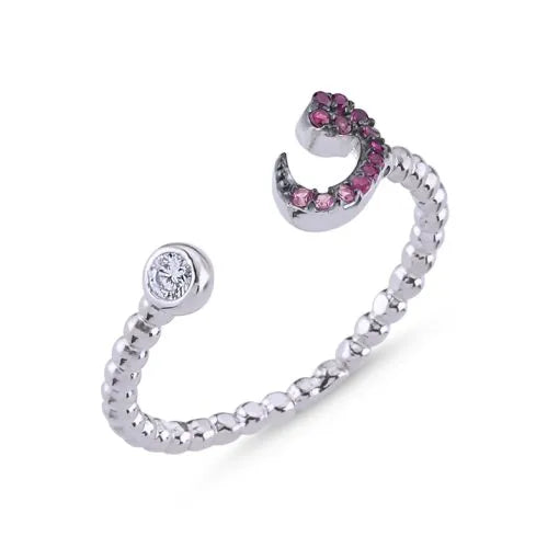 Shades of Pink Zircon Adjustable Size Waw Ring