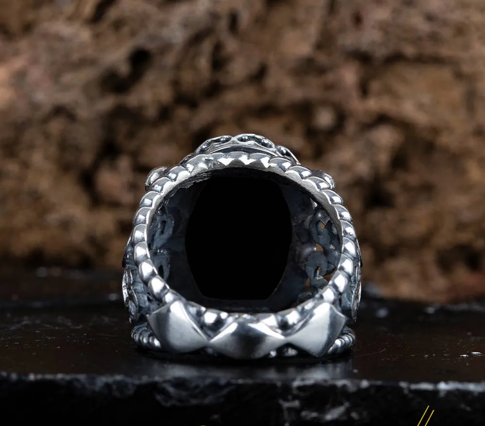 Seal Of Prophet Mohammad Black Aqeeq Ring