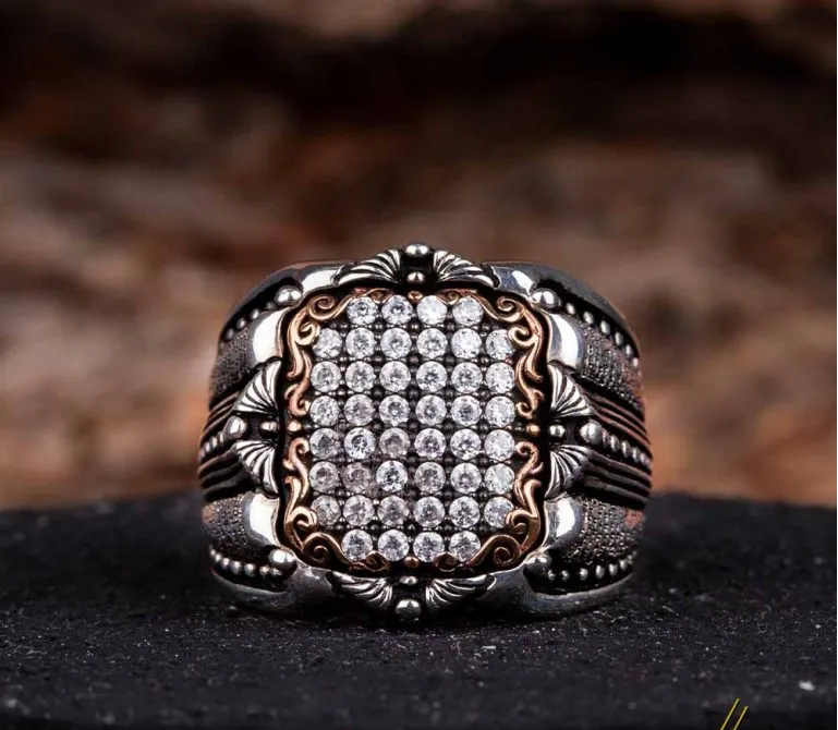Elegant White Zircon Covered Silver Ring