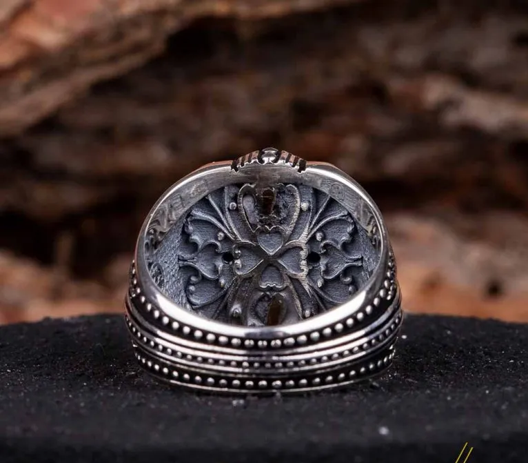 Elegant Black Zircon Covered Silver Ring