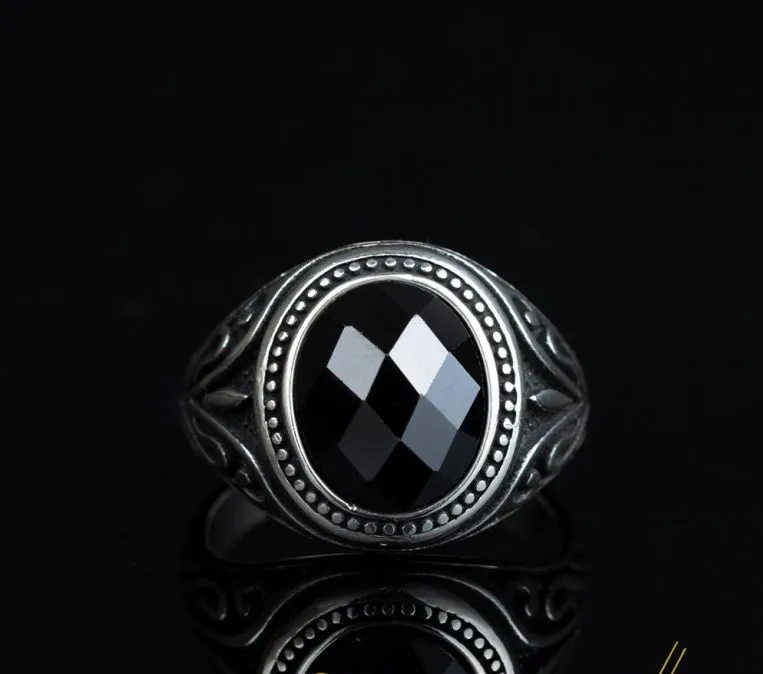 Round Black Zircon Pinky Ring