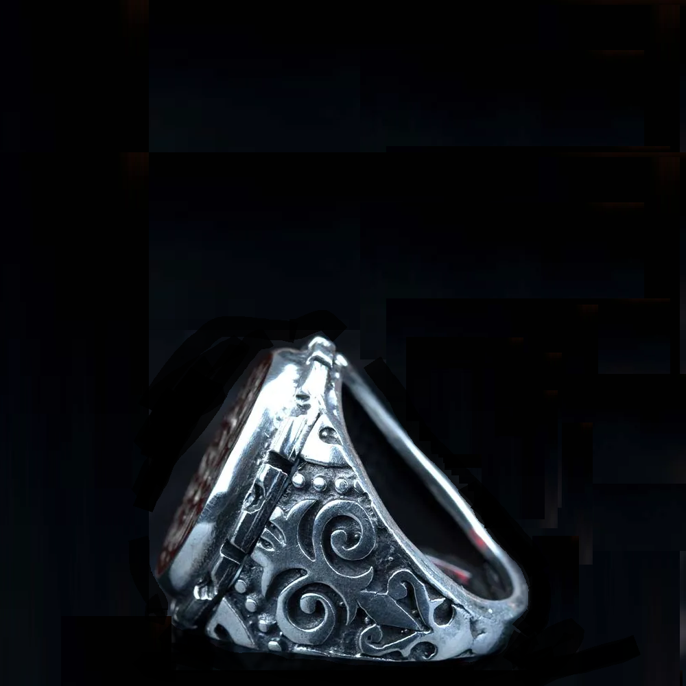 Allahu La ilaha illa Huwal Hayyul Qayyum Red Yemeni Aqeeq Ring