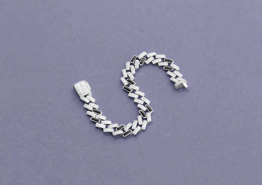 Black Iced Cuban Link Men Bracelet