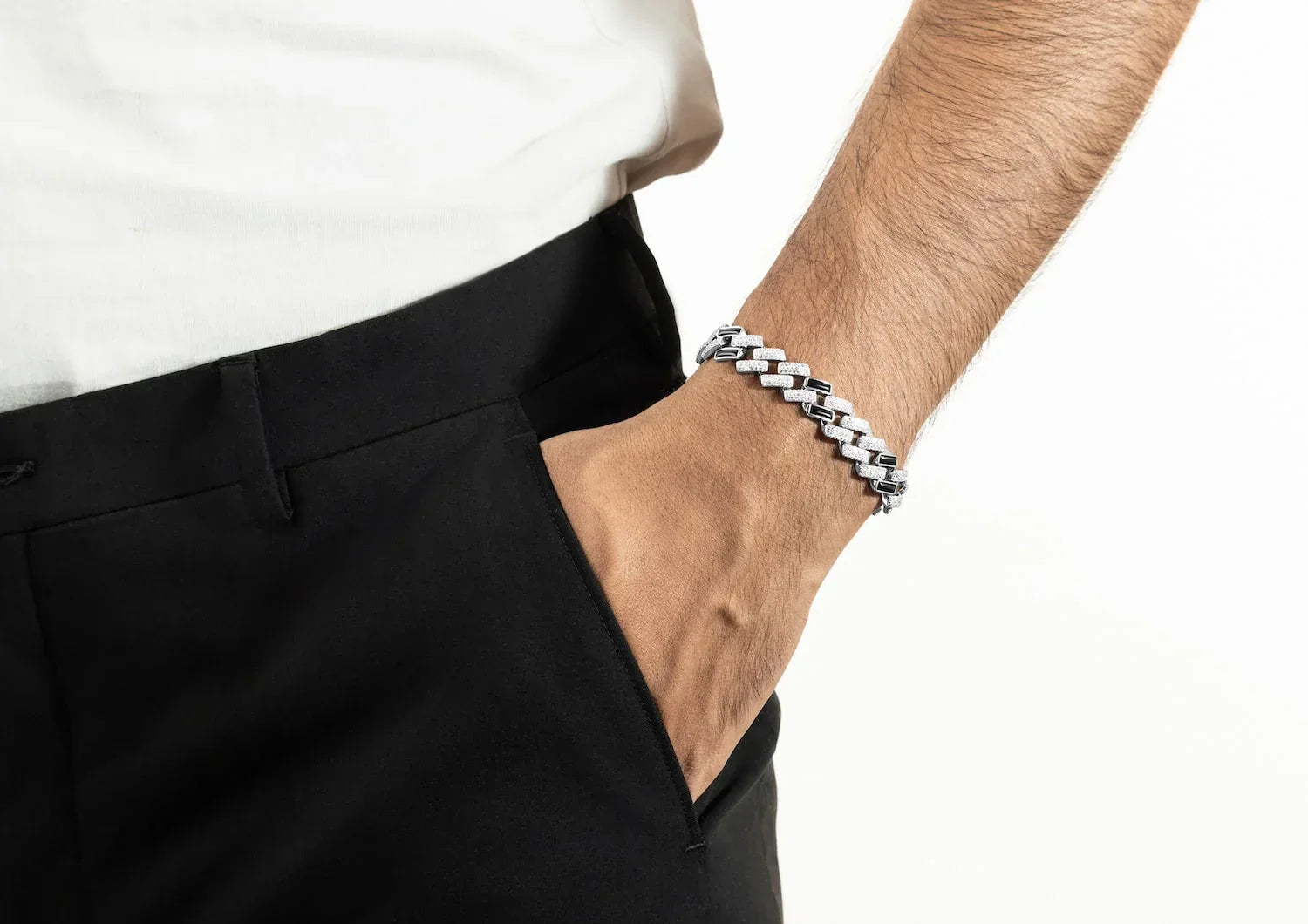 Black Iced Cuban Link Men Bracelet