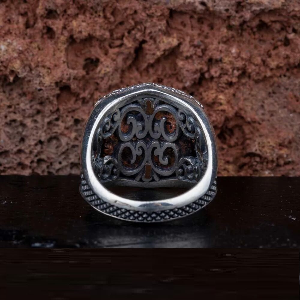 Exclusive Cut Black Carbon Silver Ring