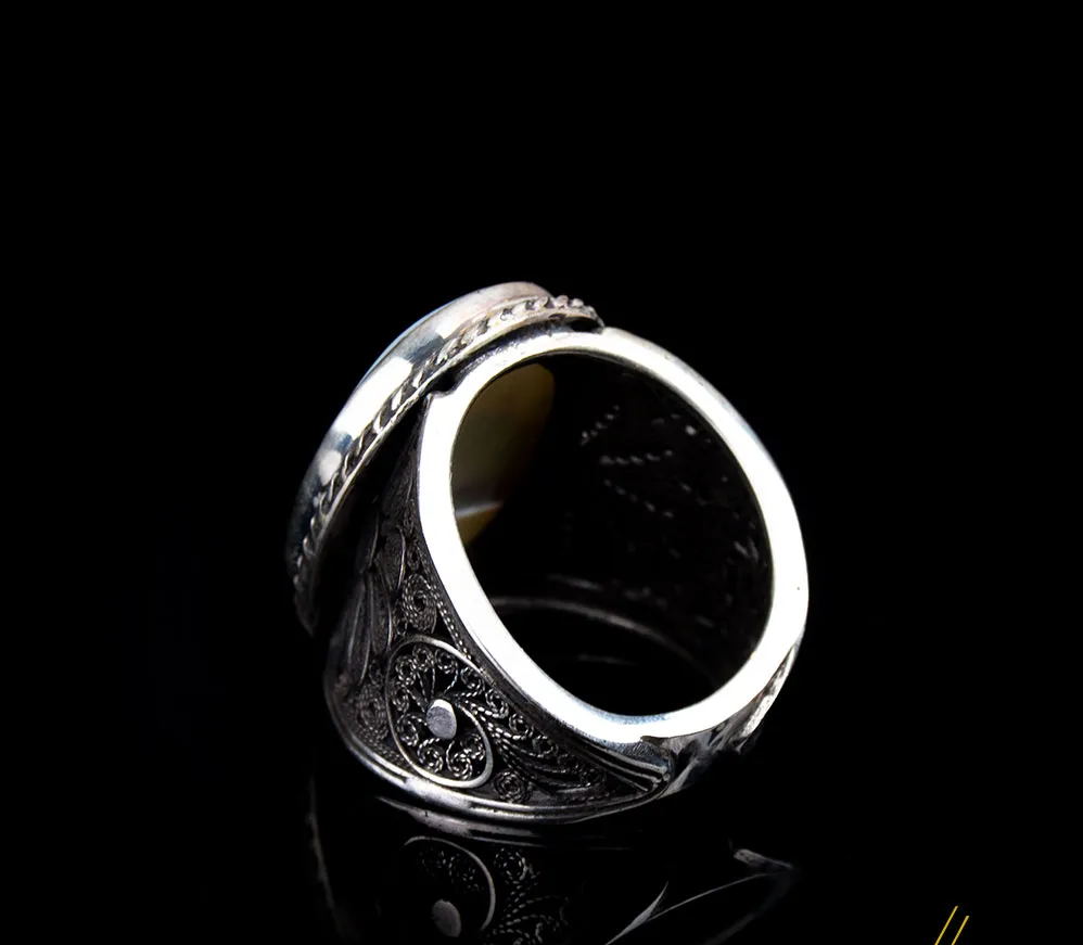 Filigree Basmala Islamic Mother of Pearl Ring