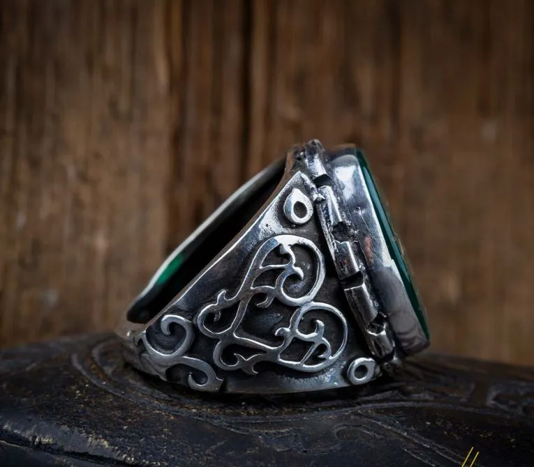 Filigree Handmade Mother of Pearl Nacre Ring with Shahada