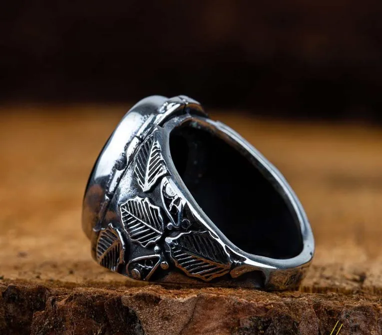 Green Aqeeq Hasbunallahu Wa Ni’mal Wakeel RingHasbunallahu Wa Ni’mal Wakeel Black Aqeeq Ring